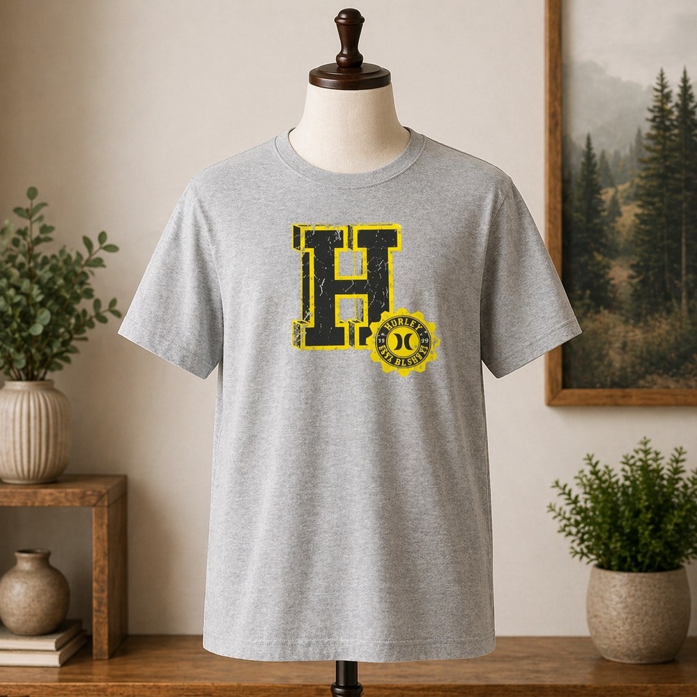 NWT Hurley University Graphic T-Shirt Mens Medium Grey Heather HFA21VMT-02574FME